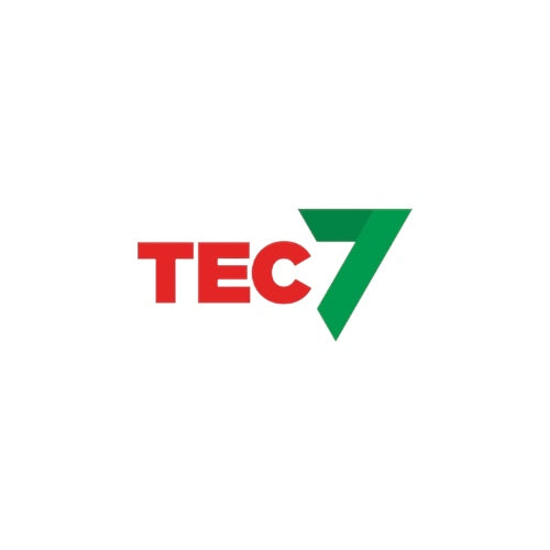 Das Bild zeigt das offizielle TEC7 Logo, bestehend aus einer auffälligen Kombination aus roter und grüner Farbe. Die rote Schrift „TEC“ steht in kräftigen Großbuchstaben und wird durch die stilisierte grüne Ziffer „7“ ergänzt, die gleichzeitig als Designelement fungiert. Das Logo ist minimalistisch und modern gestaltet – ideal zur Wiedererkennung der Marke im Bereich professioneller Dichtstoffe, Klebstoffe und Bauchemie.
