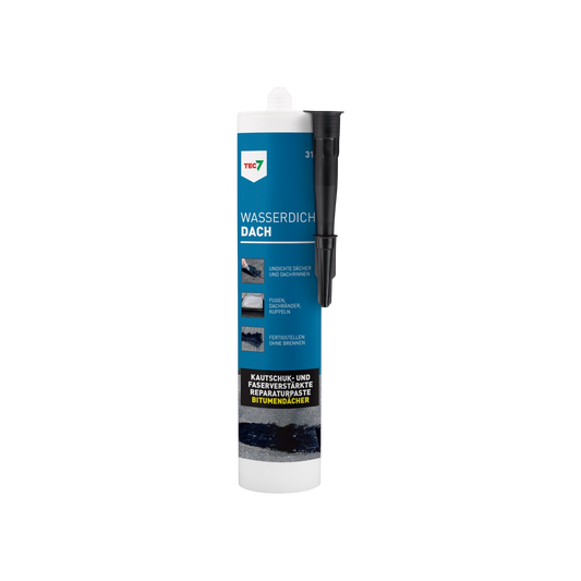 glue4you TEC7 WP7-301 wasserdichte Reparaturpaste in der Kartusche zur Abdichtung von Bitumendächern und Dachrinnen